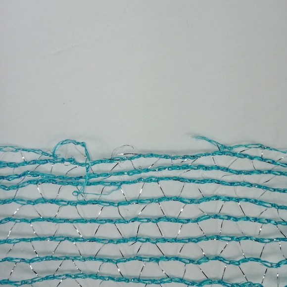 Blue Ruffled Net Fringe Scarf - Picture 7 of 8